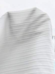 SHEIN VCAY Tie Shoulder Solid Blouse - White - View 7