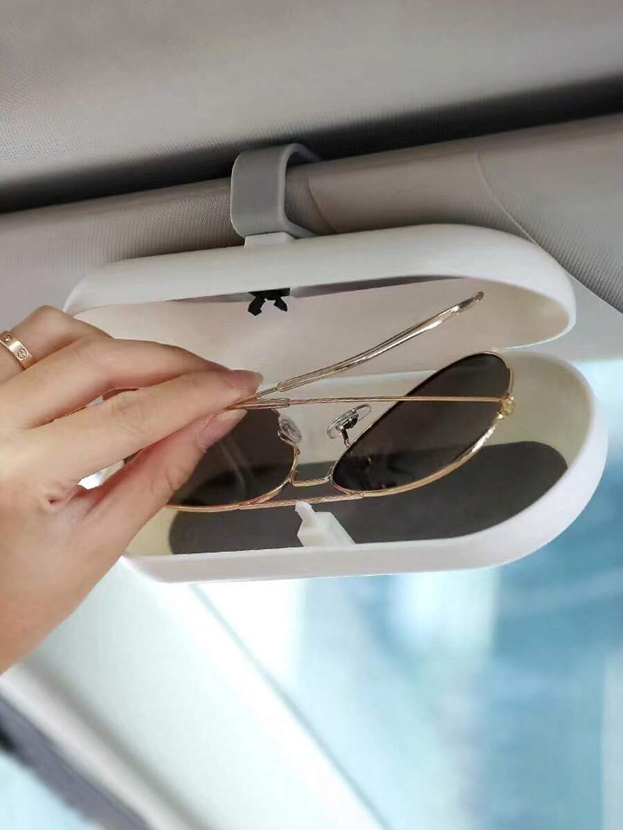 1入組汽車遮陽板眼鏡收納盒 - 白色 - 查看 1