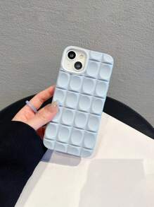 格紋壓花手機殼 - 淺藍色 - 查看 1