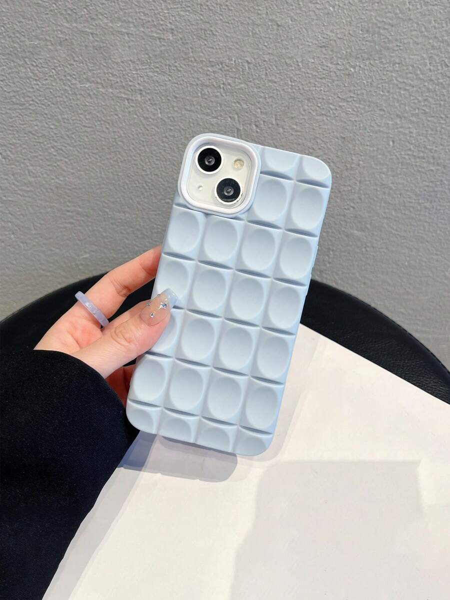 格紋壓花手機殼 - 淺藍色 - 查看 1