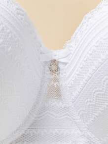 Plus 2pcs Lace Overlay Bandeau Bra - Black and White - View 4