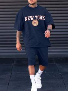 Manfinity LEGND Bộ hai mảnh Nam Dây kéo Lá thư Giải trí - Màu xanh hải quân - Xem 1