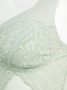 Hauture 蕾丝网布嵌件紧身胸衣优雅连身裤 - 薄荷綠 - 查看 8