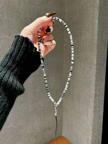 Dây đeo trang trí bằng hạt gốm mềm màu đen, dùng cho ốp điện thoại, dây đeo cổ tay, mặt dây chuyền tai nghe - Màu tím - Xem 4