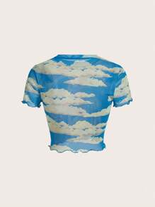 Ksenia Craven Figure Graphic Lettuce Trim Mesh Top - Multicolor - View 2