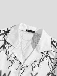 ROMWE MEN Street Life 男士閃電和字母圖案漸層襯衫 - 彩色 - 查看 3