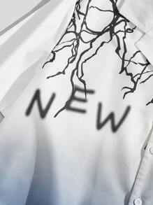 ROMWE MEN Street Life 男士閃電和字母圖案漸層襯衫 - 彩色 - 查看 4