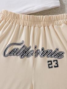 SHEIN 10-14歲女孩信件圖形背心上衣和對比綁定短褲 - 彩色 - 查看 6