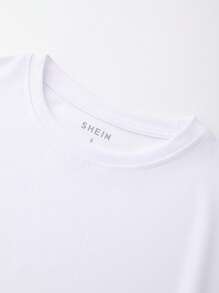 INAWLY Solid Round Neck Crop Tee