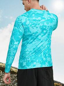 男士滿版印花運動T恤 - 藍色 - 查看 2