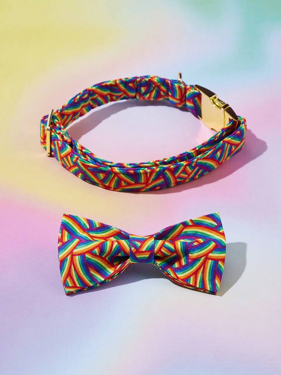 2pcs Geometric Pattern Pet Collar, Colorful Portable Pet Collar For Pet - Multicolor - View 1