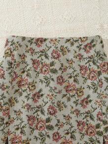 Flirla Plus Floral Print Split Hem Skirt - Multicolor - View 3