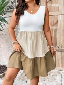 SHEIN Holidaya 大碼撞色荷葉邊洋裝 - 彩色 - 查看 3