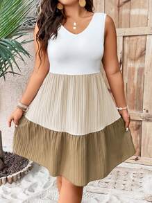 SHEIN Holidaya 大碼撞色荷葉邊洋裝 - 彩色 - 查看 5