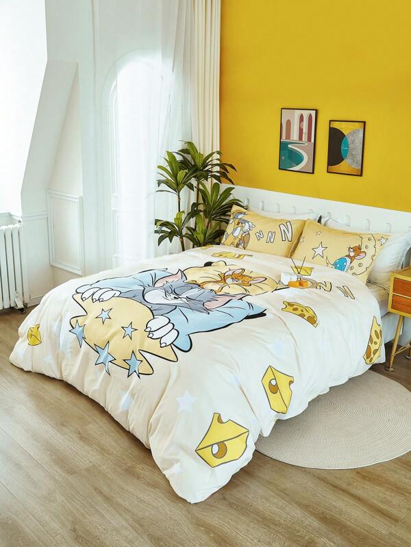 TOM & JERRY X SHEIN 掛け布団カバー＆枕カバー3点セット