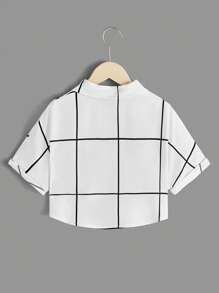 SHEIN Blusa Para Niña Con Botones Y Estampado De Cuadros - Blanco - Ver 2