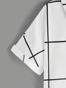 SHEIN Blusa Para Niña Con Botones Y Estampado De Cuadros - Blanco - Ver 4