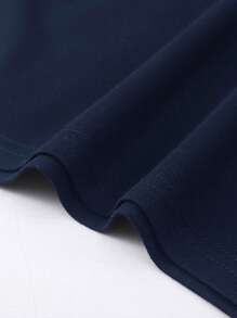 Manfinity Homme Áo thun có cổ Nam Dây kéo Lá thư Giải trí - Màu xanh hải quân - Xem 3