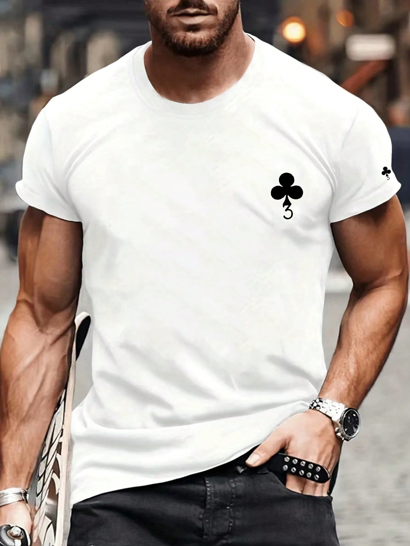 Men Playing Card Print Tee