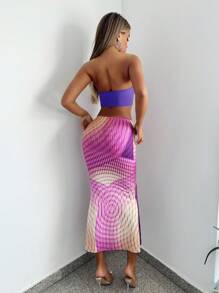 SHEIN ICON 人像圖案魚尾短裙 - 彩色 - 查看 3