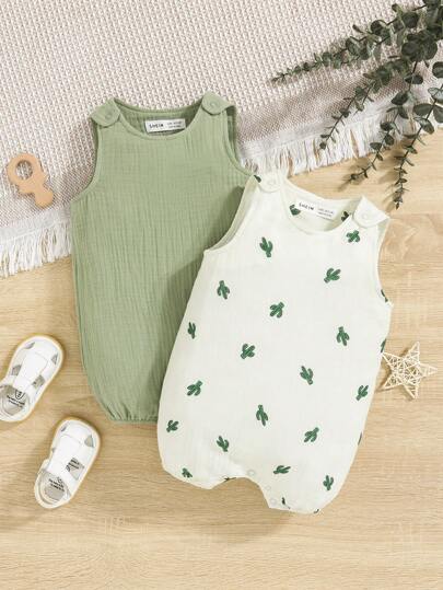 SHEIN Neonati 2 pezzi Tutina a canotta con stampa cactus