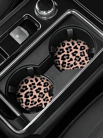 2 Peças Padrão Leopardo Silicone Anti Derrapante Porta-Copos De Carro