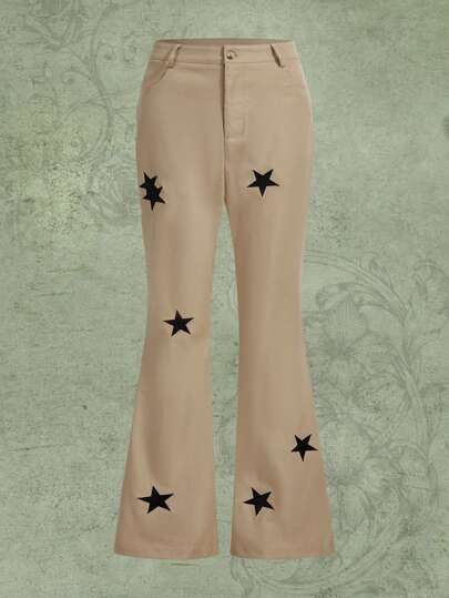 Pantaloni svasati con ricamo stella