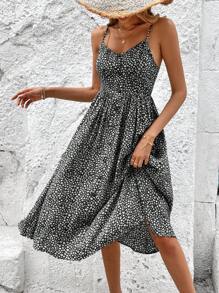 SHEIN VCAY Allover Print Cami Dress - Black and White - View 2