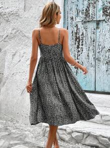 SHEIN VCAY Allover Print Cami Dress - Black and White - View 3