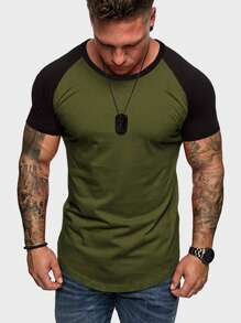 Manfinity Sporsity Hombres Camiseta de color combinado de manga raglán