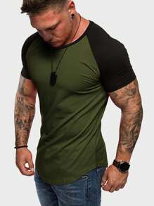 Manfinity Sporsity Hombres Camiseta de color combinado de manga raglán