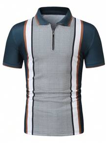 Manfinity Homme Áo thun có cổ Nam Dây kéo Khối Màu răng cưa Giải trí - Nhiều màu - Xem 6