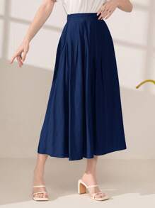 Mulvari Váy nữ Dây kéo Uốn nếp màu trơn Giải trí - Màu xanh hải quân - Xem 3