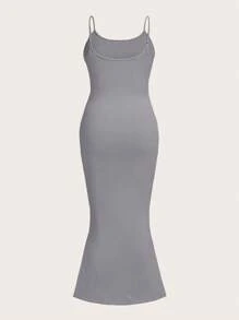 SHEIN EZwear 大碼休閒純色連衣裙 - 灰色 - 查看 2