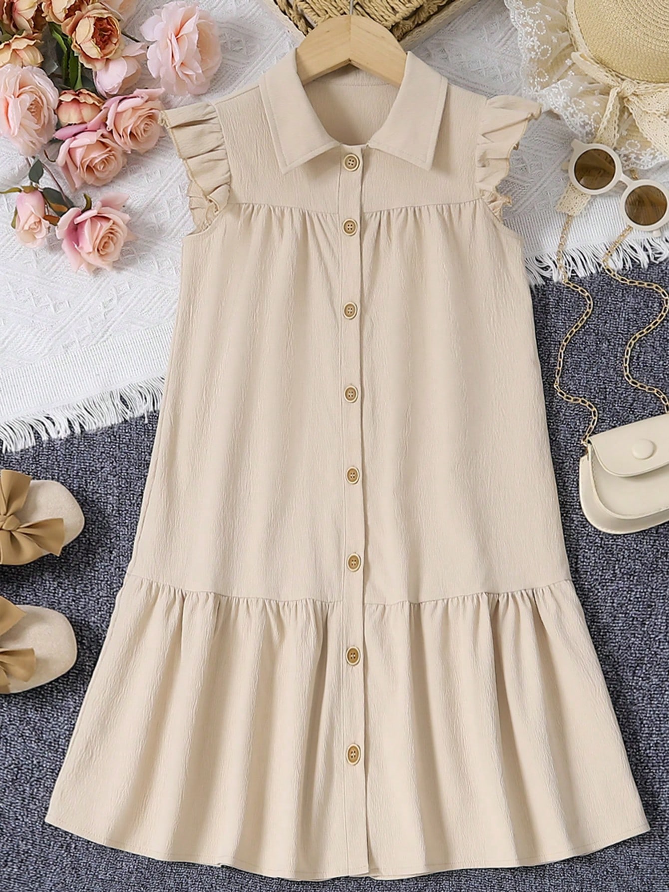 Flutter Sleeve Smock Dress