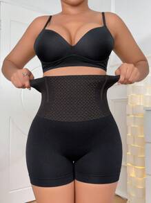 High Waisted Shapewear Shorts - Black - View 4