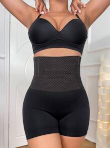 High Waisted Shapewear Shorts - Black - View 5
