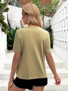 SHEIN Maternity Floral & Slogan Graphic Tee - Lime Green - View 2