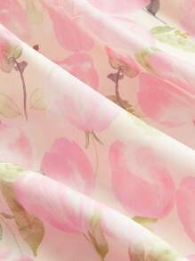 SHEIN MOD Allover Floral Print Tie Backless Halter Dress - Baby Pink - View 5