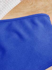 SHEIN Toddler Girls One Shoulder Ruffle Trim Tee - Royal Blue - View 4