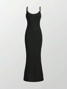 SHEIN EZwear Plus Solid Cami Dress - Black - View 1