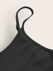 SHEIN EZwear Plus Solid Cami Dress - Black - View 3