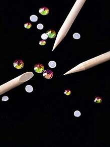 100 支橙木角質層棒 2.48 吋角質層推除器橙木角質層棒美甲 - 薑色 - 查看 3