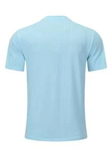 SHEIN Daily&Casual Men Solid Rib-knit Sports Tee - Blue - View 4
