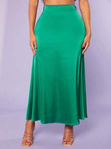 SHEIN SXY Váy nữ Dây kéo màu trơn Thanh lịch - màu xanh lá - Xem 5