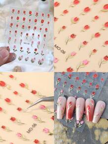 tấm Hoa Tulip In Hoa Móng Tay Nghệ Thuật Miếng Dán Móng Tay Nghệ Thuật Đề Can DIY Làm Móng Tay Móng Tay Nghệ Thuật Trang Trí - Nhiều màu - Xem 1