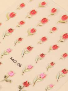 tấm Hoa Tulip In Hoa Móng Tay Nghệ Thuật Miếng Dán Móng Tay Nghệ Thuật Đề Can DIY Làm Móng Tay Móng Tay Nghệ Thuật Trang Trí - Nhiều màu - Xem 3