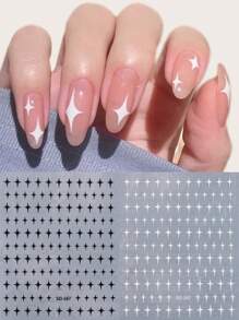 FULL BEAUTY Black White Cross Star Nail Art Stickers 2pcs 2000s Style Nails Art Sliders Decoration - Multicolor - View 2