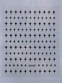 FULL BEAUTY Black White Cross Star Nail Art Stickers 2pcs 2000s Style Nails Art Sliders Decoration - Multicolor - View 3