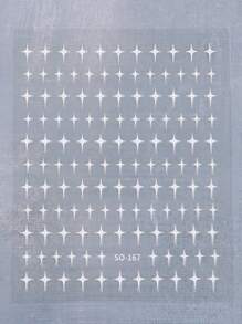 FULL BEAUTY Black White Cross Star Nail Art Stickers 2pcs 2000s Style Nails Art Sliders Decoration - Multicolor - View 6